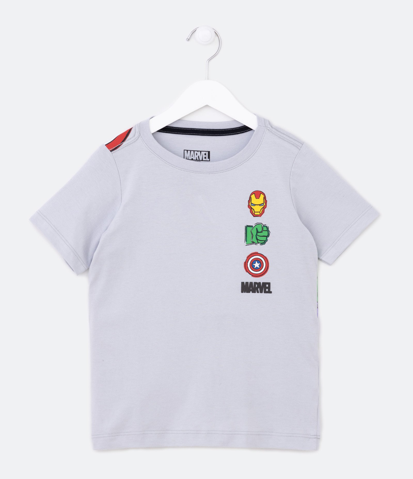 Camiseta Infantil com Estampa Heróis da Marvel - Tam 2 a 8 Anos Cinza 1