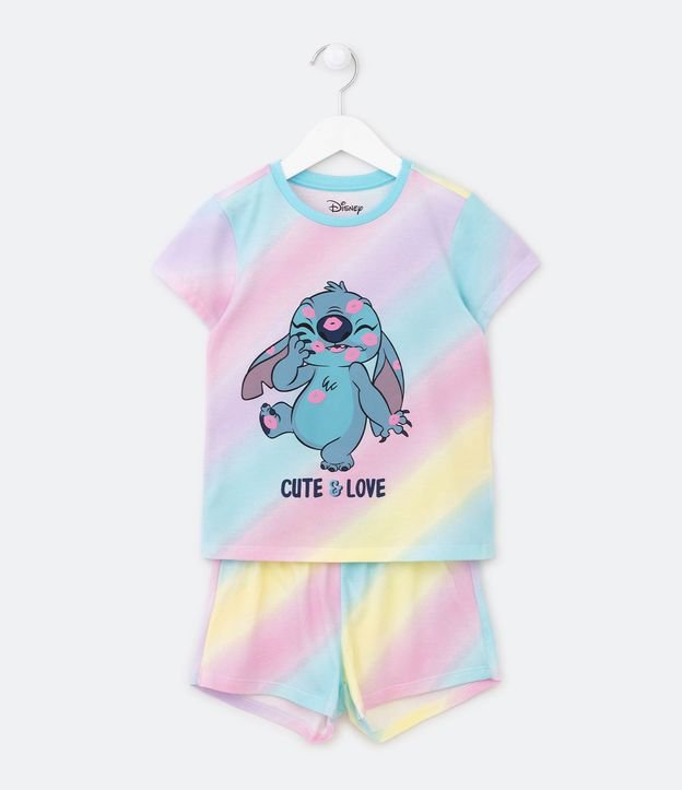 Pijama Curto Infantil com Estampa Stitch - Tam 5 a 14 Anos Multicores 1