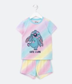 Pijama Curto Infantil com Estampa Stitch - Tam 5 a 14 Anos
