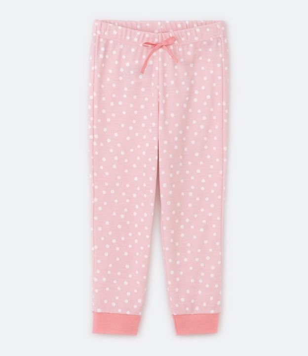 Pijama Largo Infantil de Lunares con Estampado Osito Pooh - Talle 2 a 4 años Rosado 4