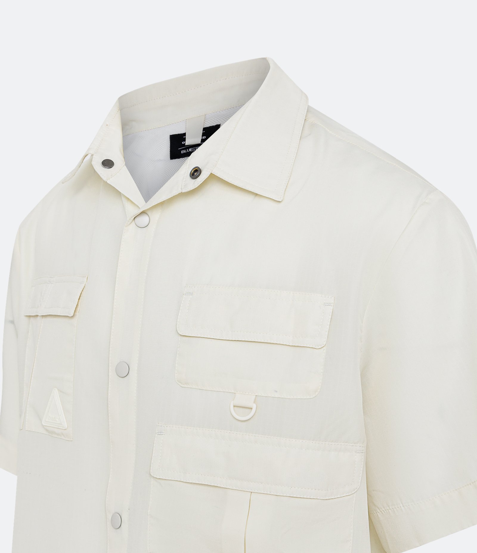 Camisa Oversized em Oxford com Bolsos Táticos Bege 3