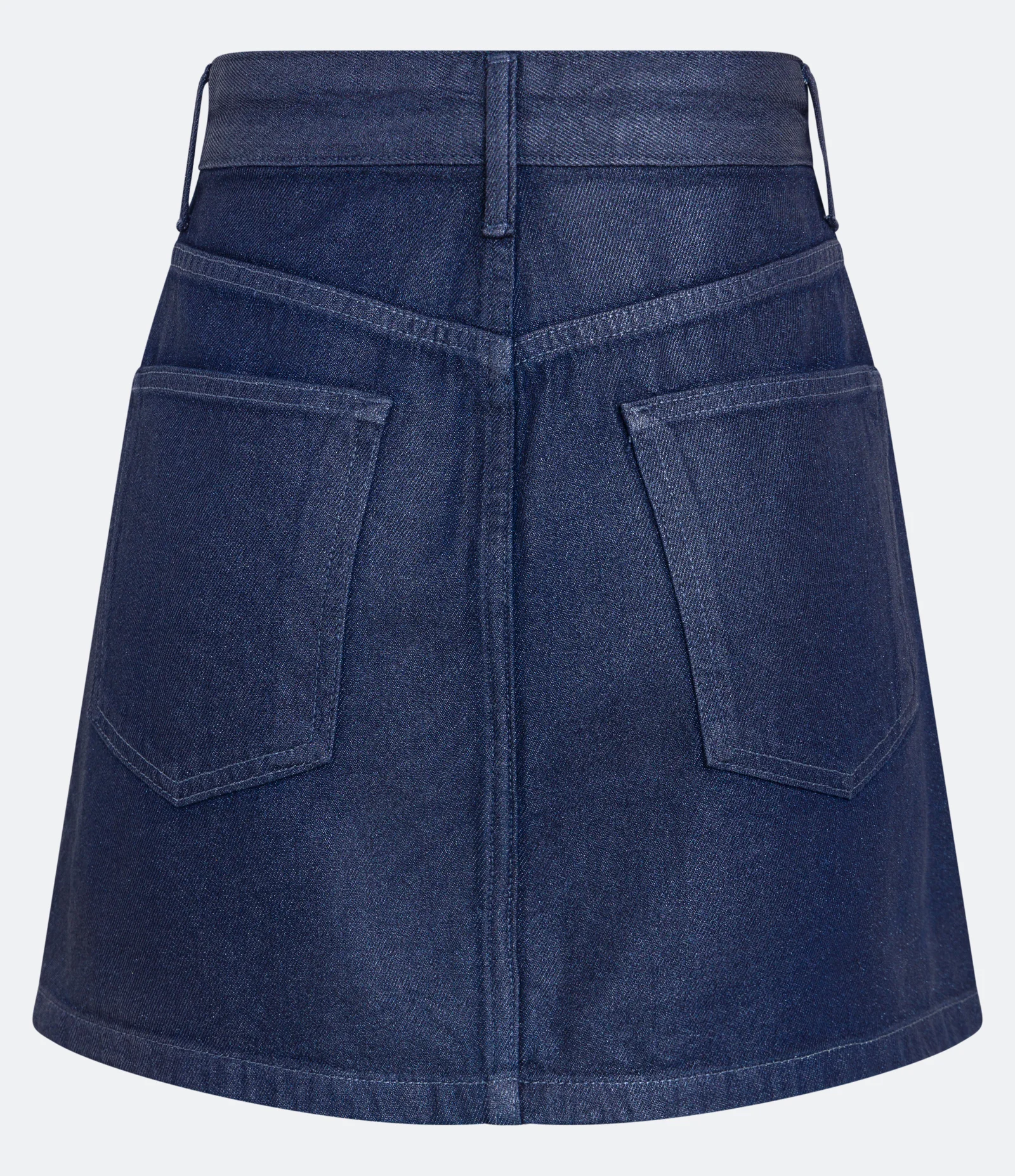 Saia Curta Jeans com Abotoamento Frontal e Textura Resinada Azul 2