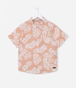Camisa Manga Curta Infantil com Estampa Floral - Tam 5 a 14 anos