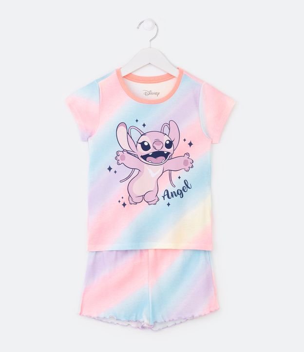Pijama Curto Infantil Tie Dye Estampa Angel e Frufru - Tam 5 a 14 Anos