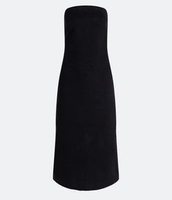 Vestido Midi Tomara que Caia em Jeans com Fenda Central