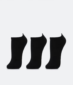 Kit 03 Meias Invisíveis Esportiva em Algodão com Sola Atoalhada