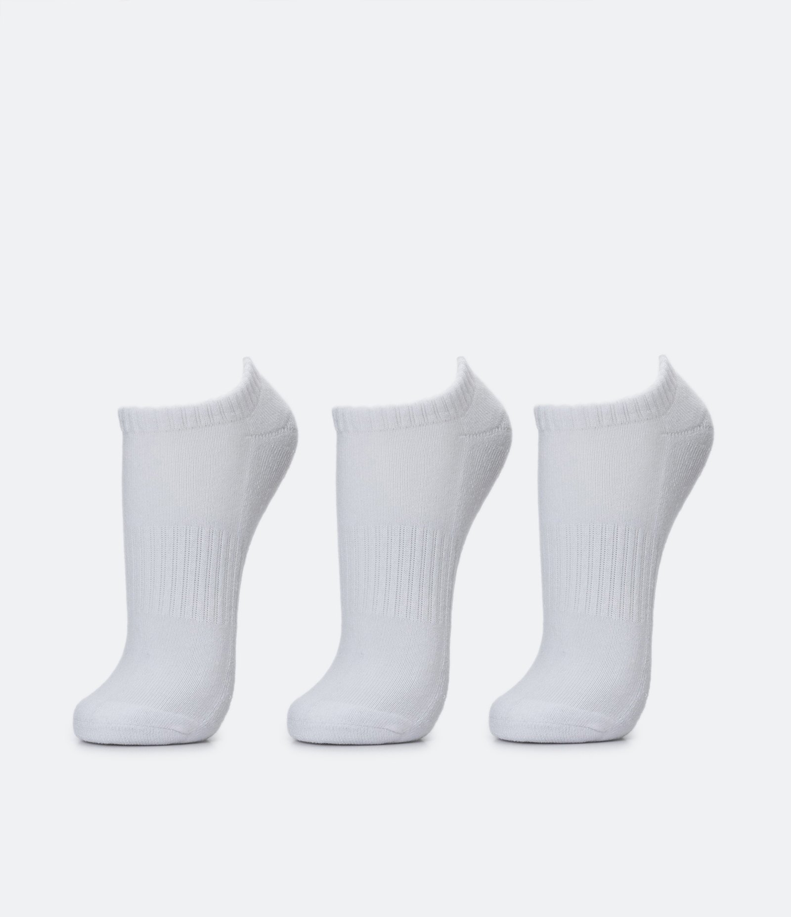 Kit 03 Meias Invisíveis Esportiva em Algodão com Sola Atoalhada Branco 1