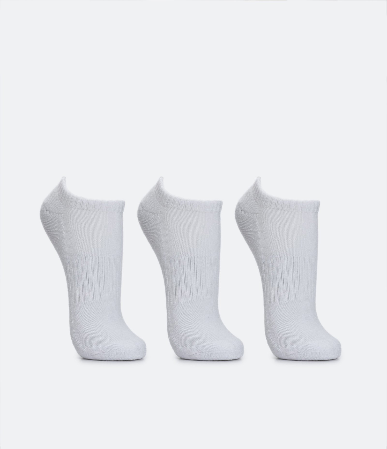 Kit 03 Meias Invisíveis Esportiva em Algodão com Sola Atoalhada Branco 2