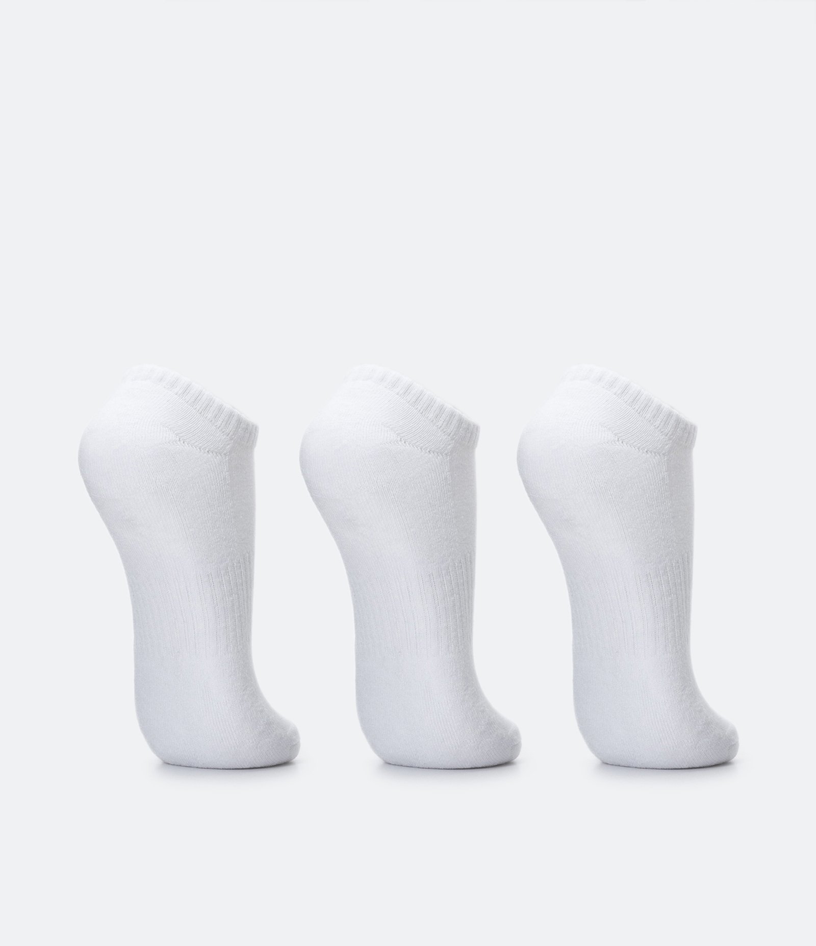 Kit 03 Meias Invisíveis Esportiva em Algodão com Sola Atoalhada Branco 3
