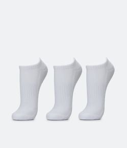 Kit 03 Meias Invisíveis Esportiva em Algodão com Sola Atoalhada