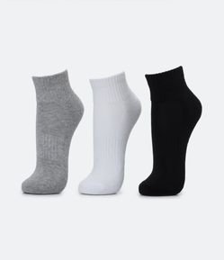 Kit 03 Meias Cano Baixo Esportivas com Sola Atoalhada