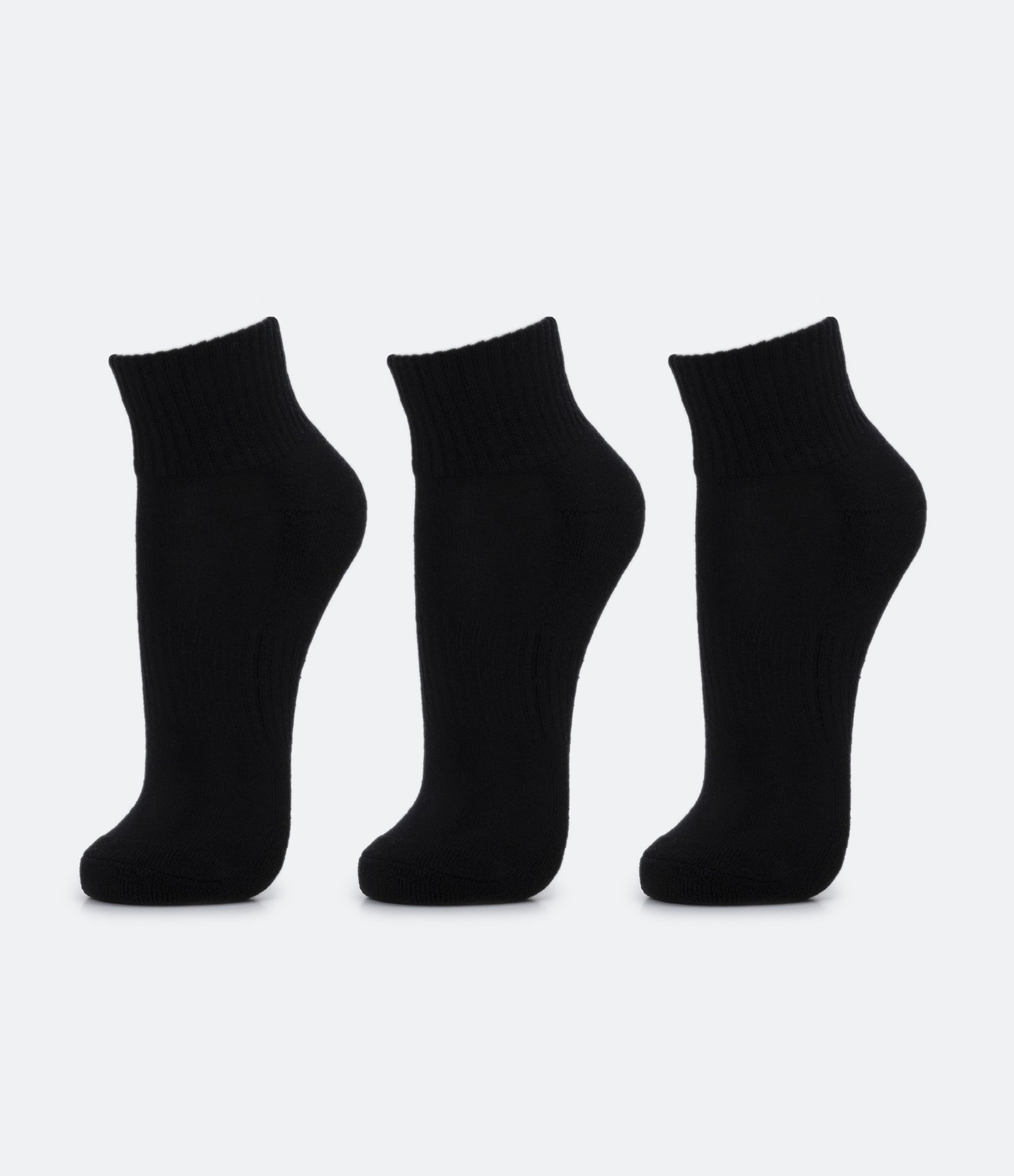 Kit 03 Meias Cano Baixo Esportivas com Sola Atoalhada Preto 1
