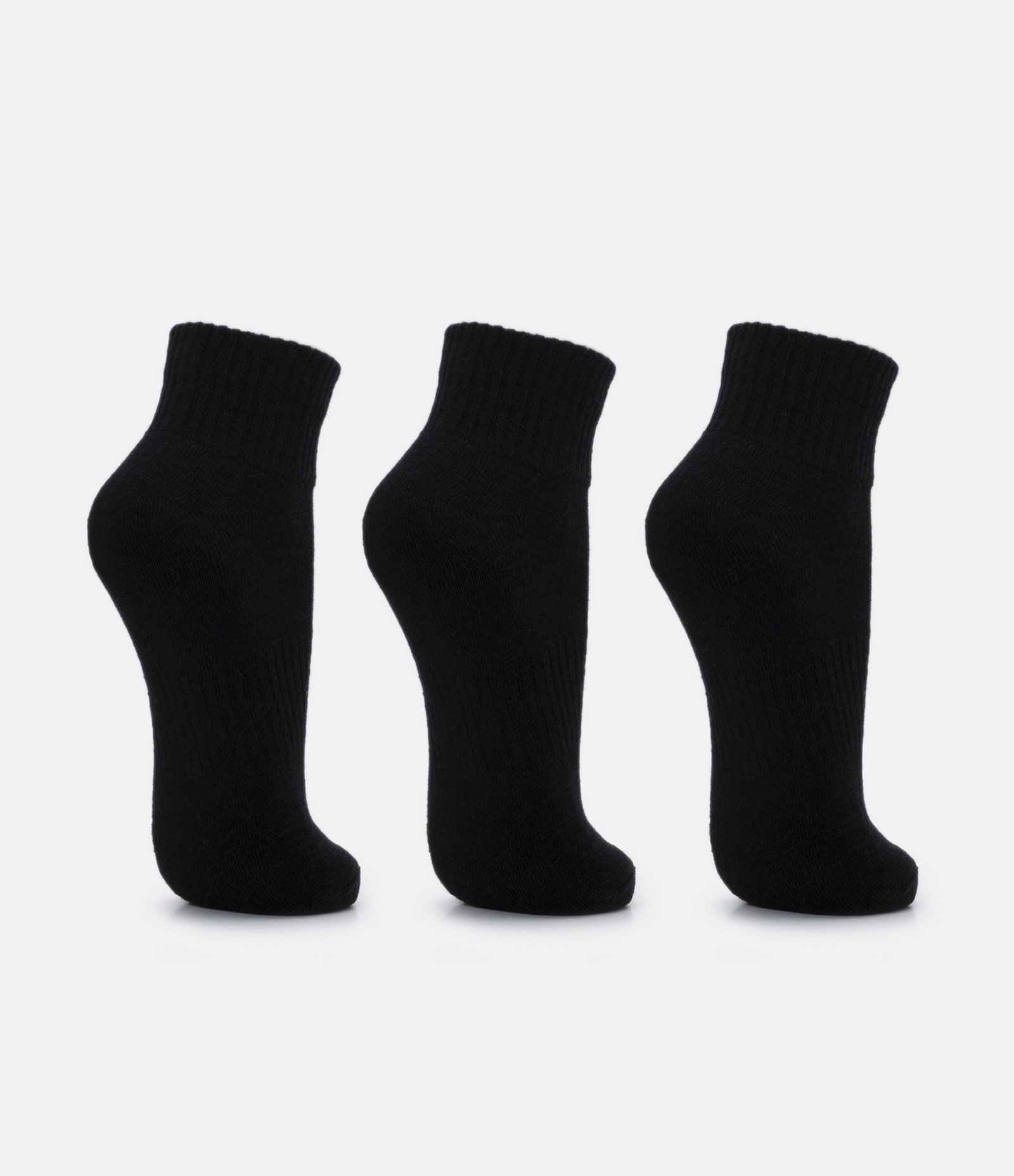 Kit 03 Meias Cano Baixo Esportivas com Sola Atoalhada Preto 3