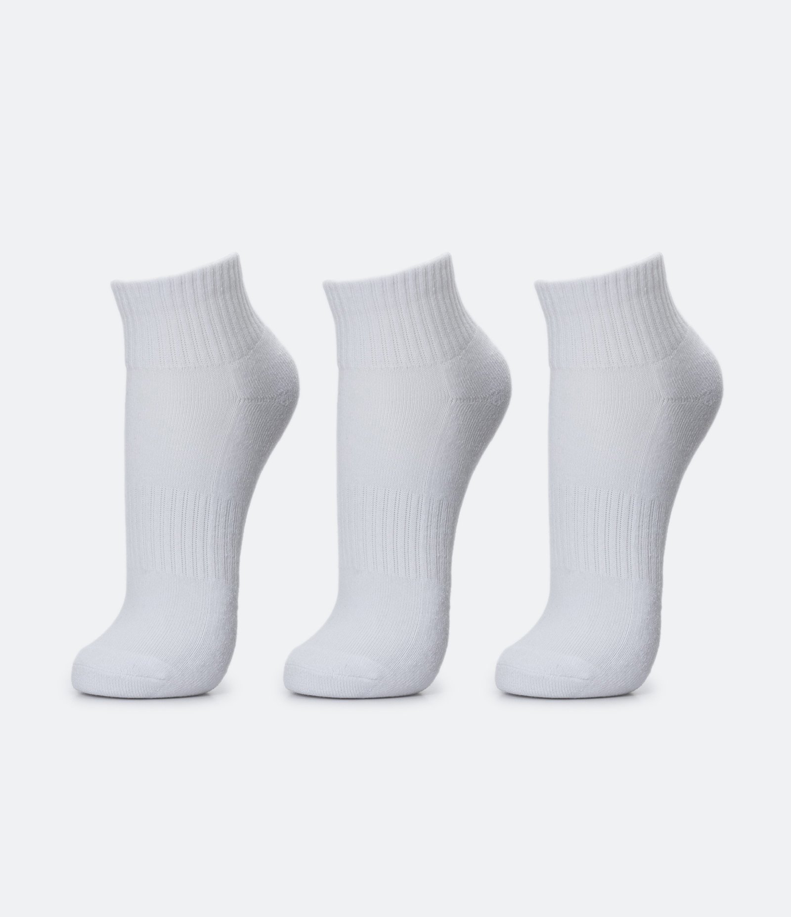Kit 03 Meias Cano Baixo Esportivas com Sola Atoalhada Branco 1