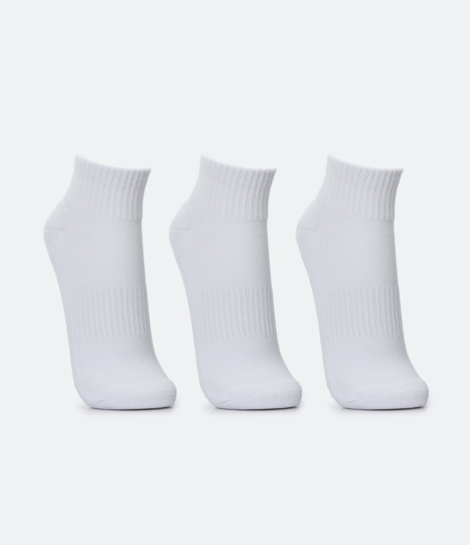 Kit 03 Meias Cano Baixo Esportivas com Sola Atoalhada Branco 2