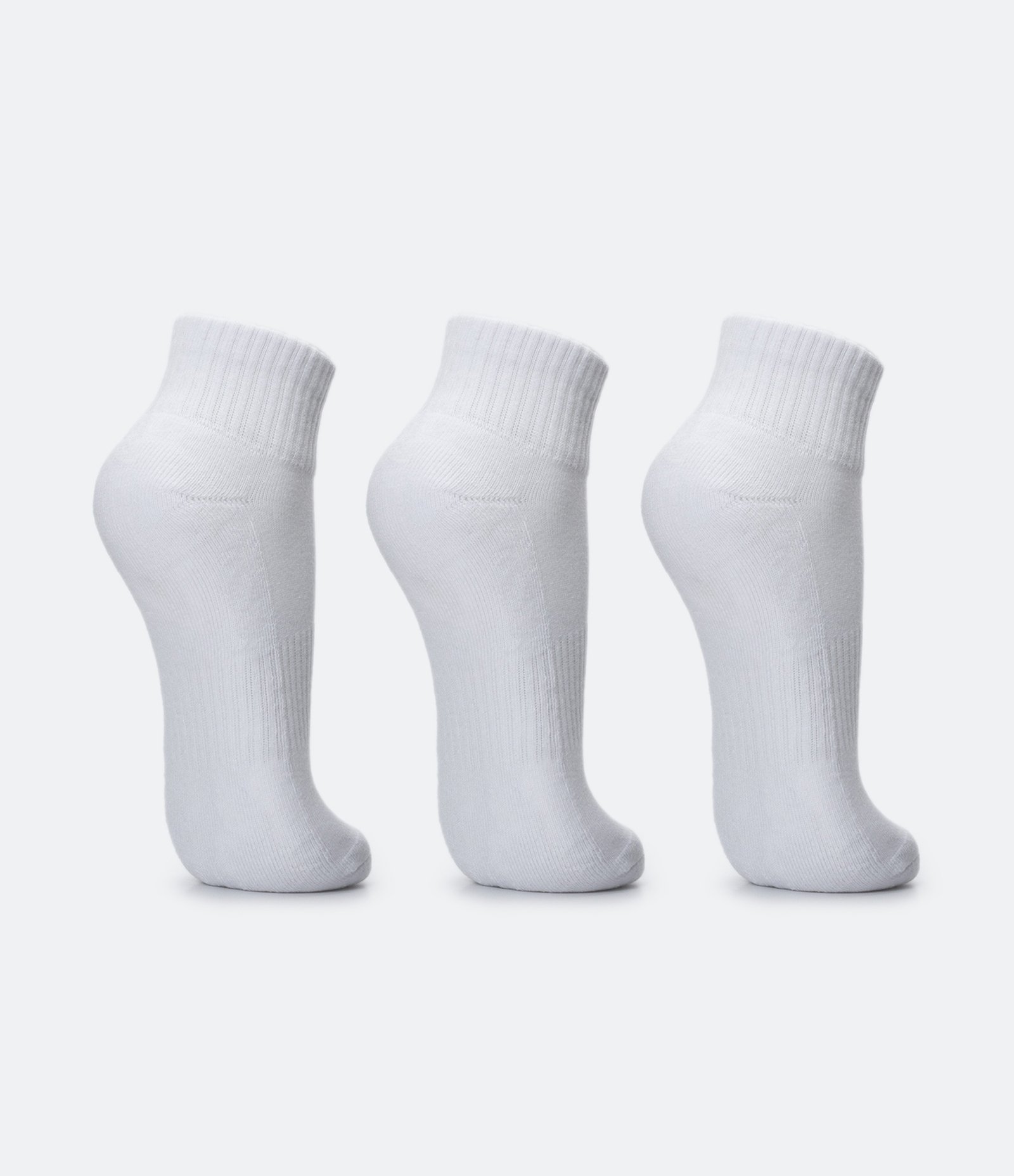 Kit 03 Meias Cano Baixo Esportivas com Sola Atoalhada Branco 3