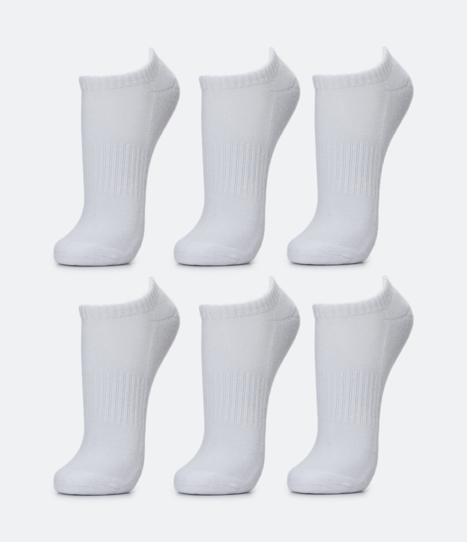 Kit 06 Meias Invisíveis Esportiva em Algodão com Sola Atoalhada Branco 1