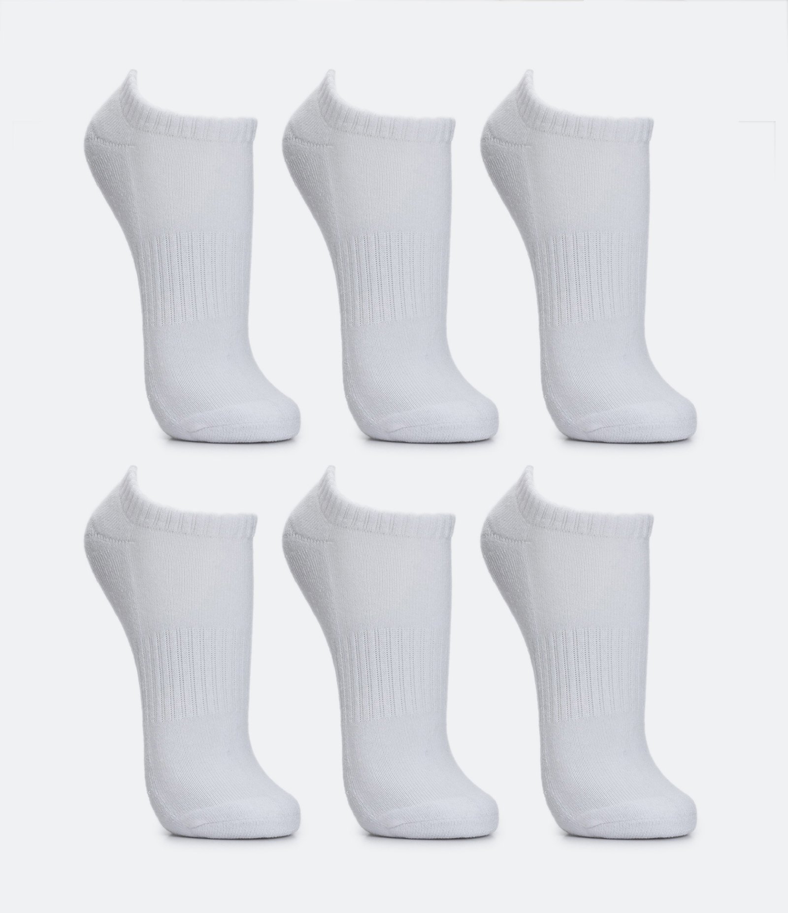 Kit 06 Meias Invisíveis Esportiva em Algodão com Sola Atoalhada Branco 2