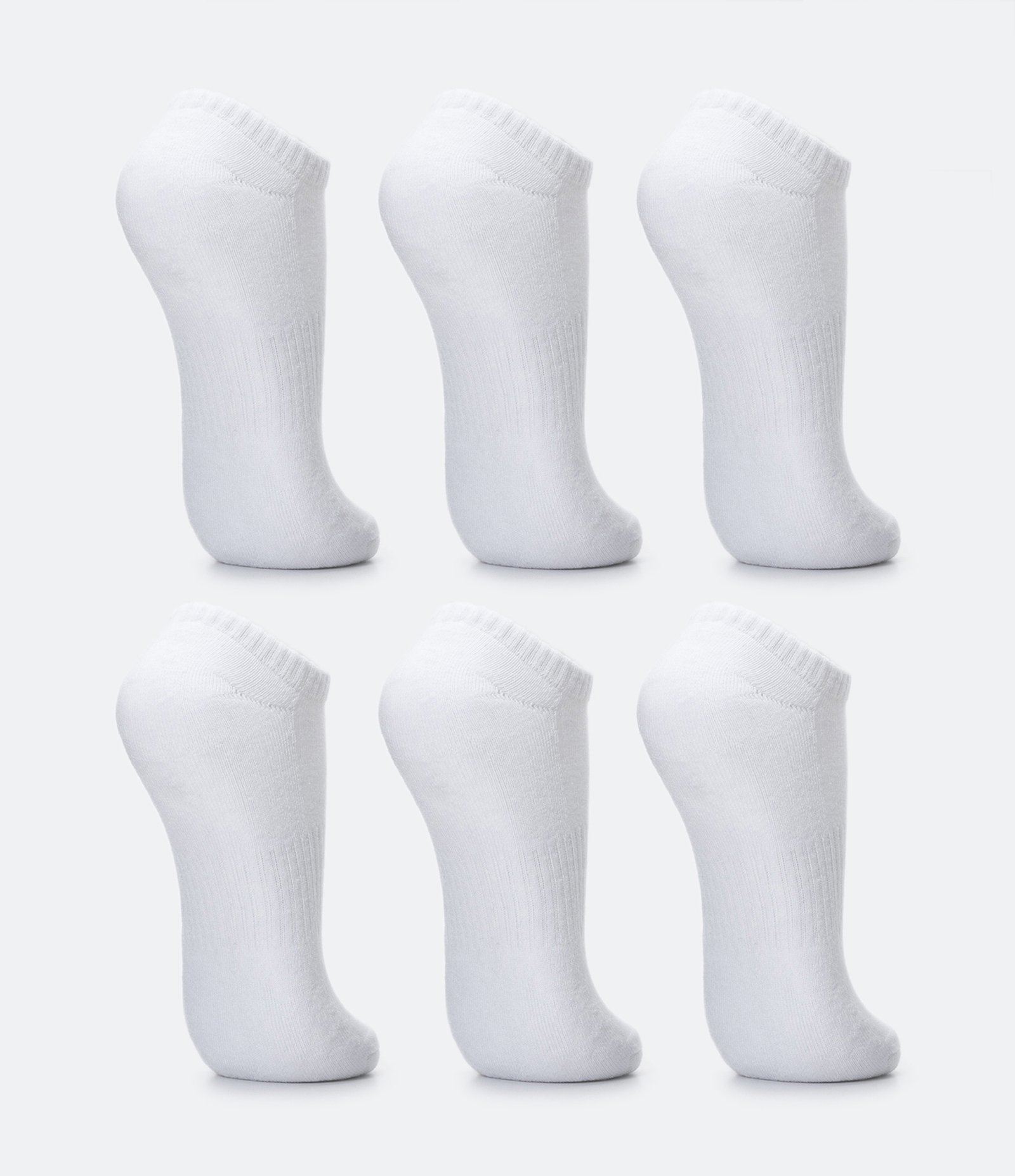 Kit 06 Meias Invisíveis Esportiva em Algodão com Sola Atoalhada Branco 3