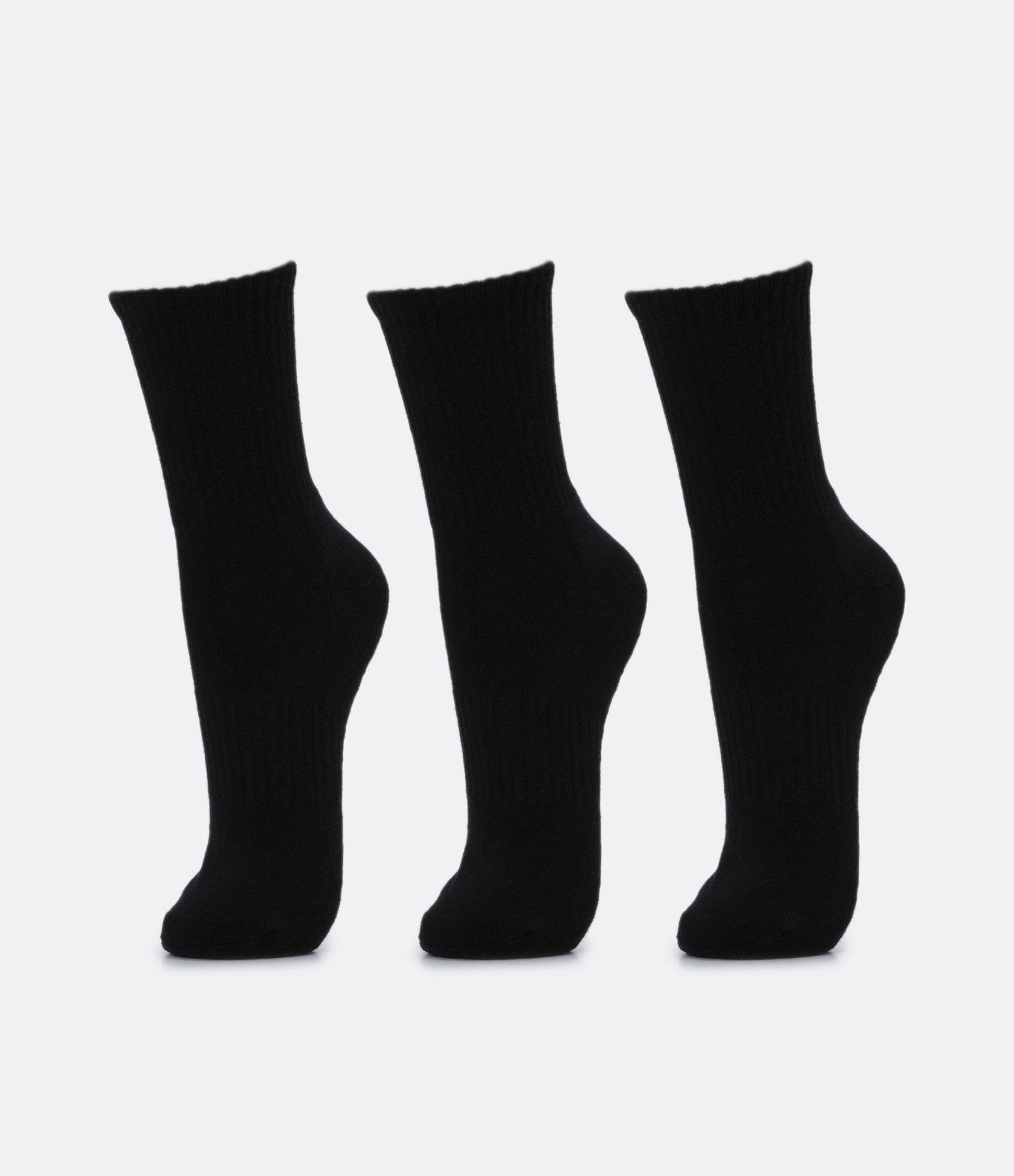 Kit 03 Meias Cano Médio Esportivas com Sola Atoalhada Preto 1