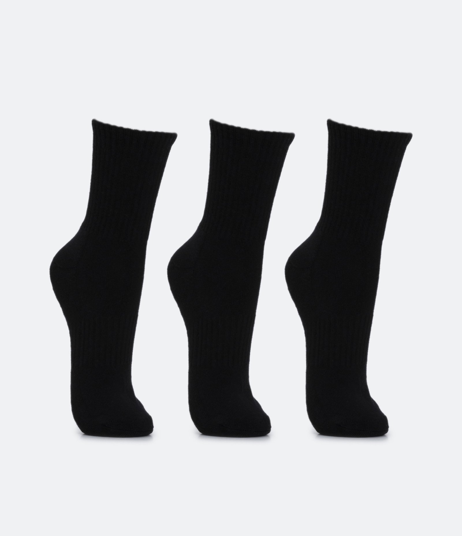 Kit 03 Meias Cano Médio Esportivas com Sola Atoalhada Preto 2