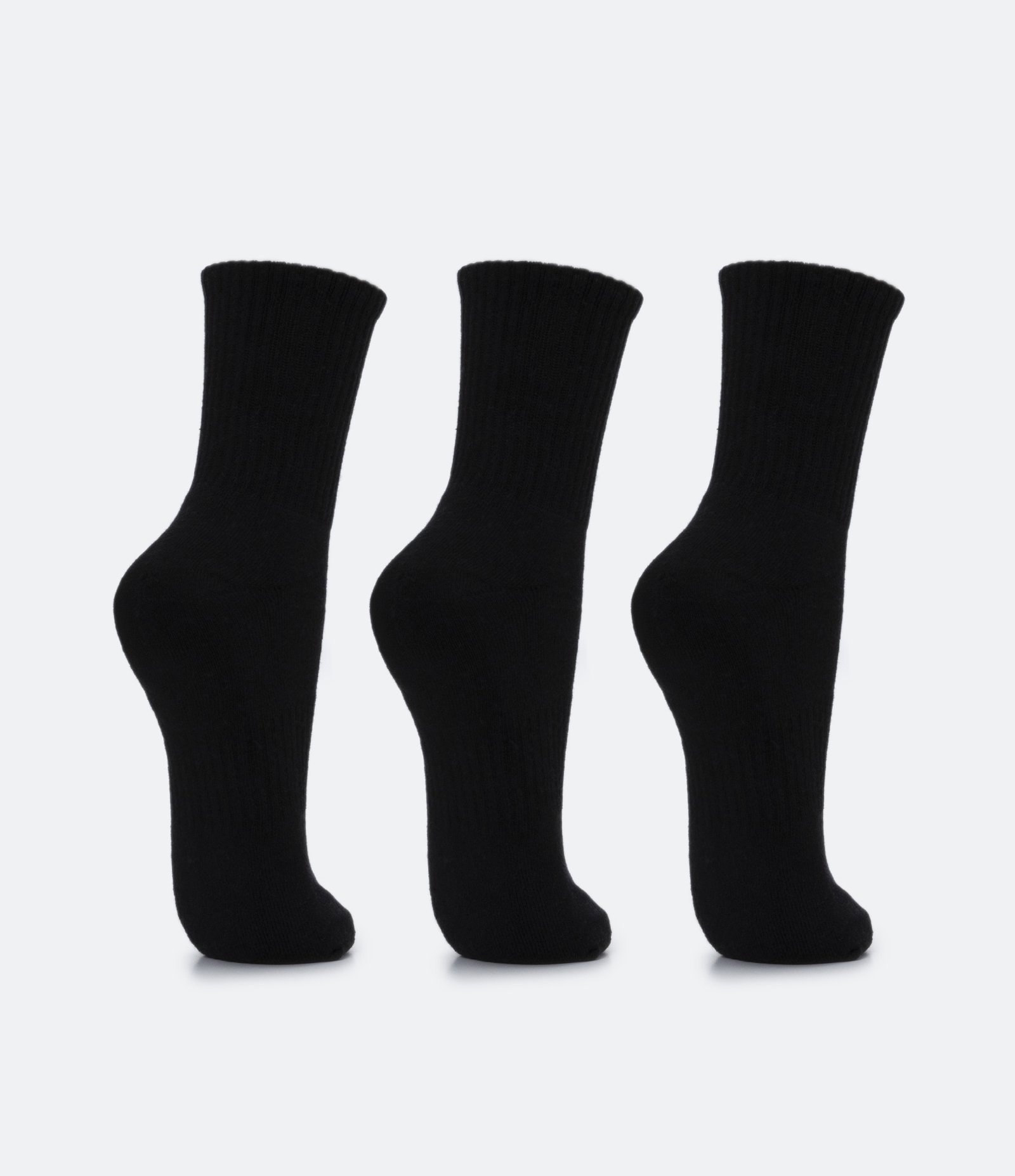 Kit 03 Meias Cano Médio Esportivas com Sola Atoalhada Preto 3