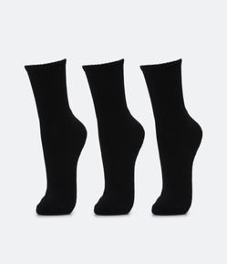 Kit 03 Meias Cano Médio Esportivas com Sola Atoalhada