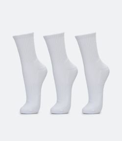 Kit 03 Meias Cano Médio Esportivas com Sola Atoalhada