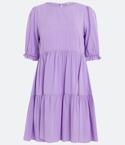 Vestido Curto em Viscose com Babados na Saia