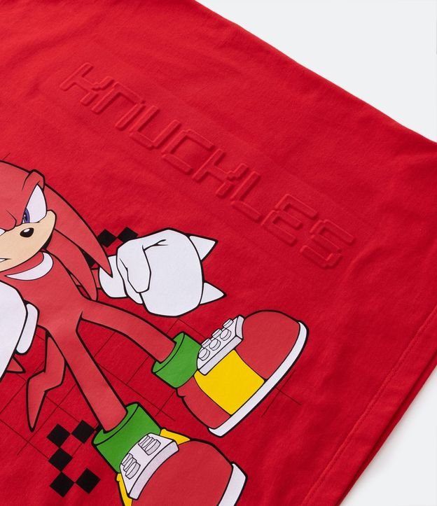 Camiseta Infantil com Estampa Knuckles Sonic - Tam 4 a 12 Anos Vermelho