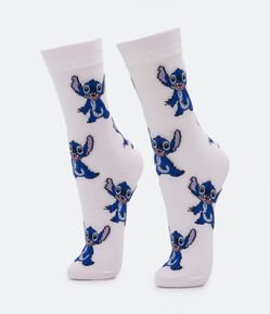 Meia Cano Alto com Estampa do Stitch