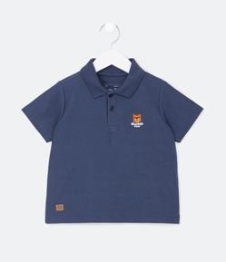 Polo Infantil com Textura e Bordado de Tigrinho - Tam 1 a 5 Anos