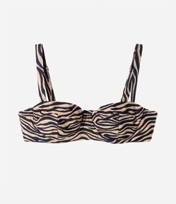 Biquíni Top Meia Taça em Poliamida com Estampa Animal Print