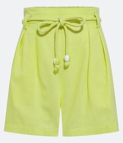 Short Clochard em Viscolinho com Cinto Corda