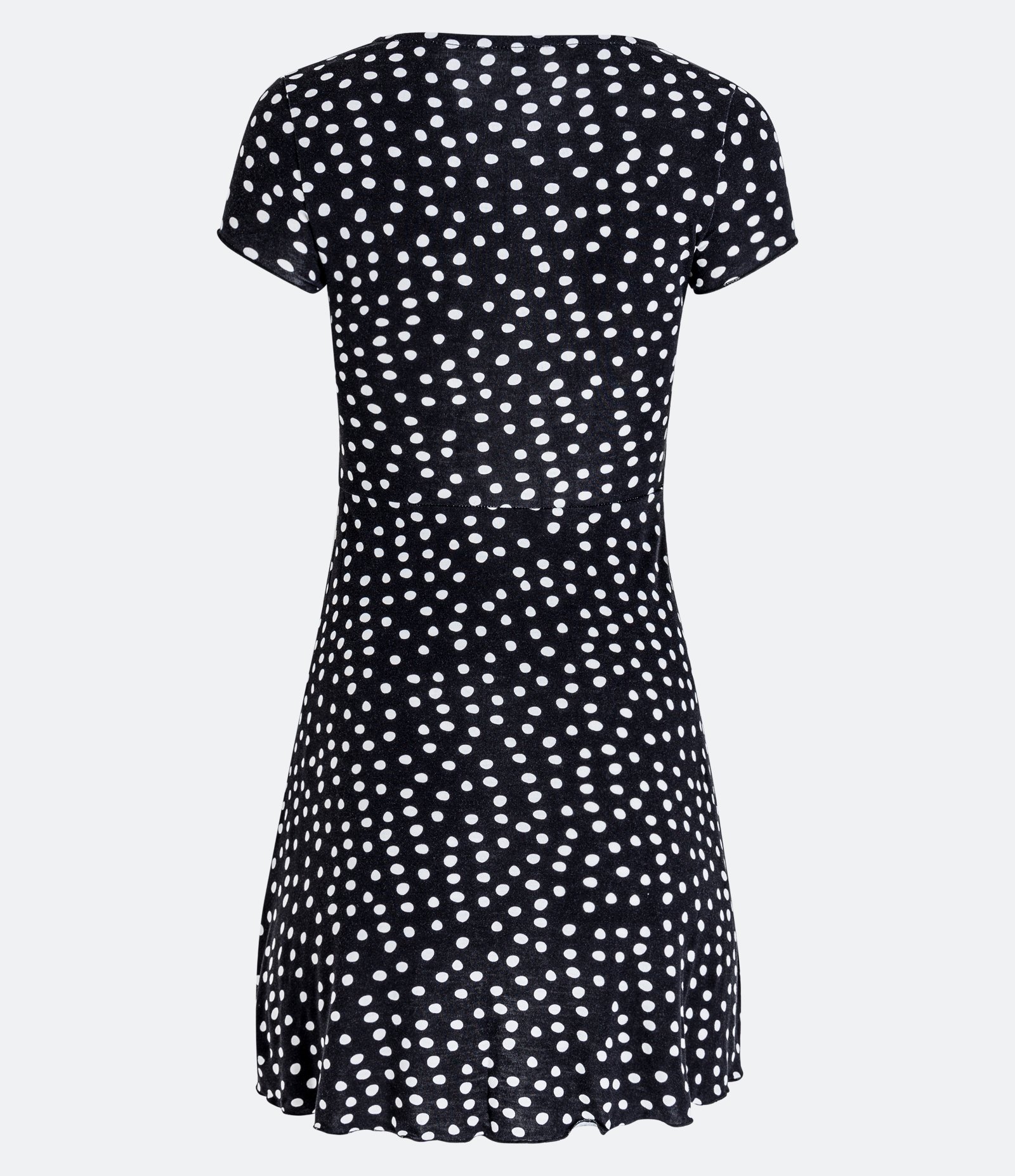 Vestido Curto em Viscose com Manga Curta e Estampa Poá Preto 6