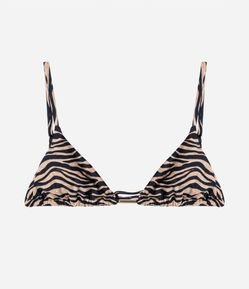 Biquíni Top Cortininha em Poliamida com Estampa Animal Print