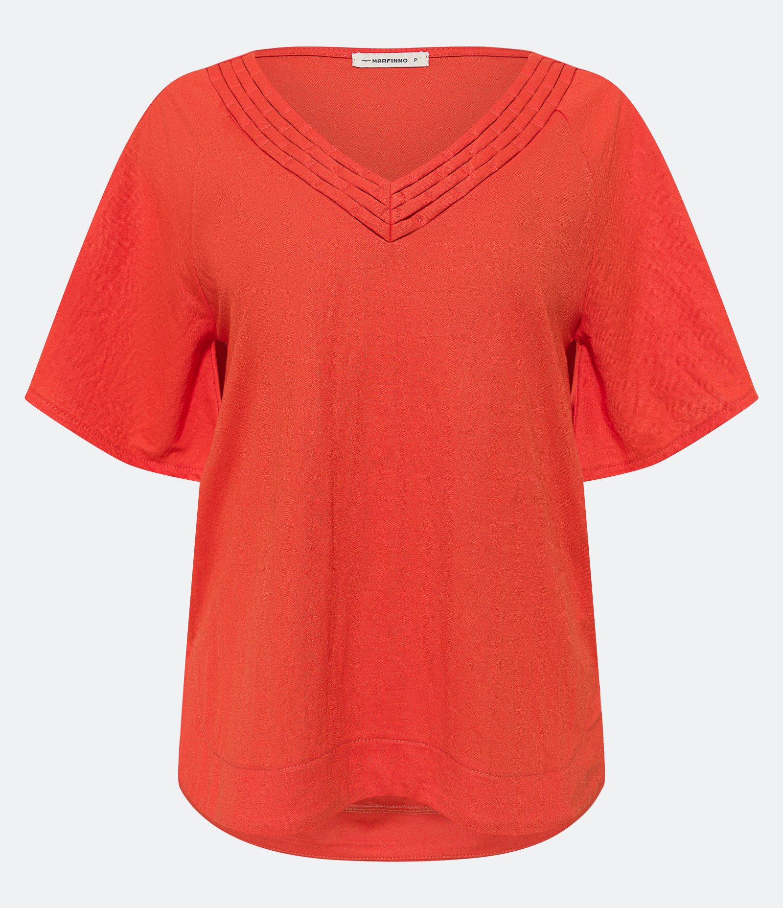 Blusa em Orly com Decote Trabalhado Laranja 5