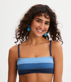 Biquíni Top Bandeau em Microfibra com Bloco de Cor e Pesponto