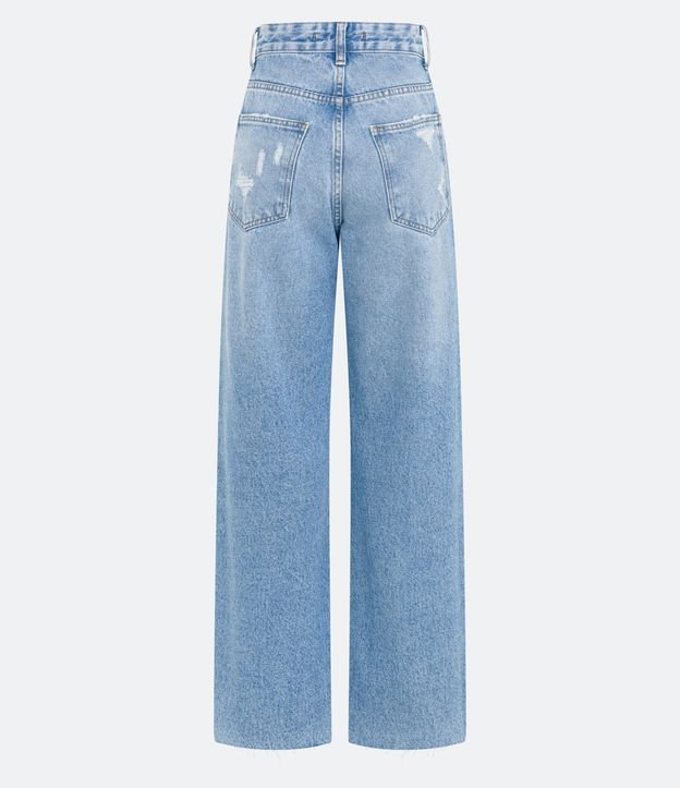 Calça Anos 90 Jeans com Rasgos e Puídos Azul 6