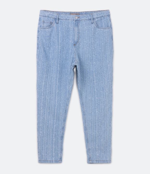 Calça Mom Jeans com Textura Puídos a Laser Curve & Plus Size Azul 6