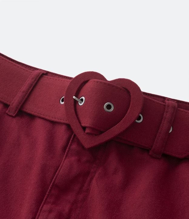 Pantalón Mom en Sarga con Cinturón y Hebilla de Corazón Curve & Plus Size Rojo 6