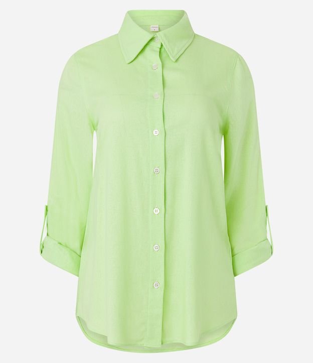 Camisa Básica em Linho - Cor: Verde - Tamanho: PP