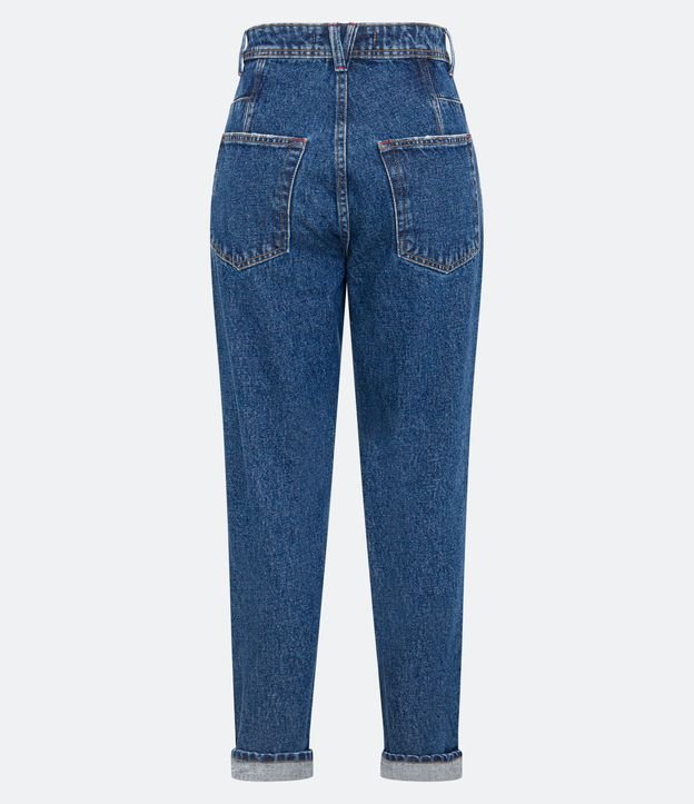Calça Mom Jeans com Pence Lateral Azul 6