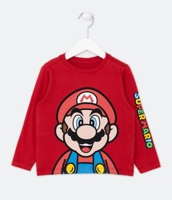 Camiseta Infantil com Estampa Frontal Mario Bros Nintendo - 3 a 10 Anos