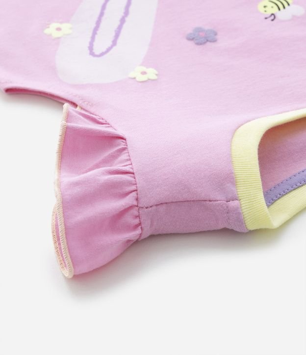 Pijama Curto Infantil com Estampa Coelhinho com Florzinhas - Tam 1 a 4 Anos Rosa 5