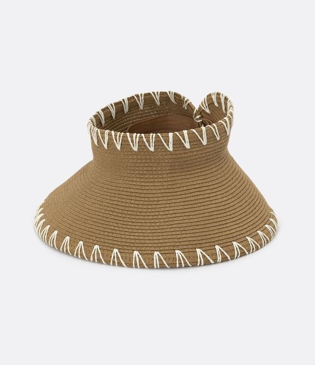 Sombrero de Playa Visera con Ala Ancha y Pespuntos Marrón 2