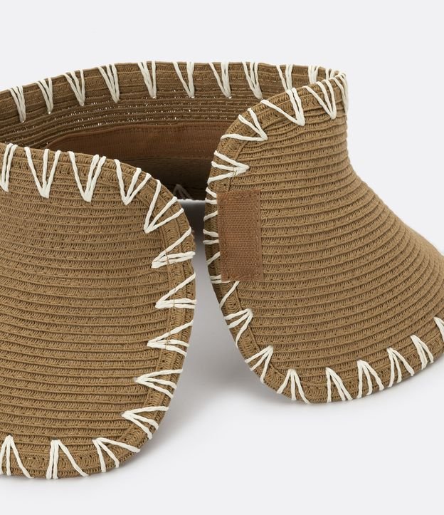 Sombrero de Playa Visera con Ala Ancha y Pespuntos Marrón 3
