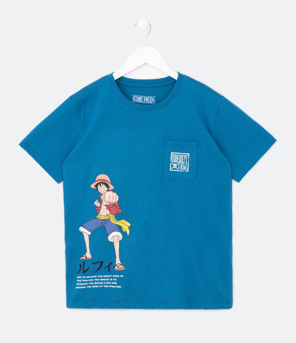 Camiseta infantil Monkey D. Luffy azul, One Piece