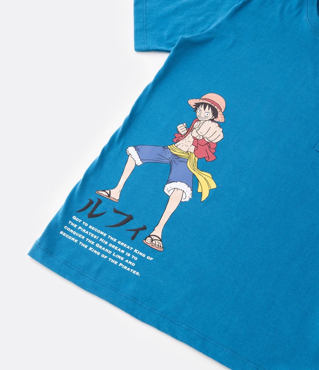 Camiseta Infantil com Estampa Luffy One Piece - Tam 5 a 14 Anos Amarelo