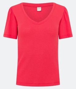 Blusa em Viscose Canelada com Pregas nos Ombros